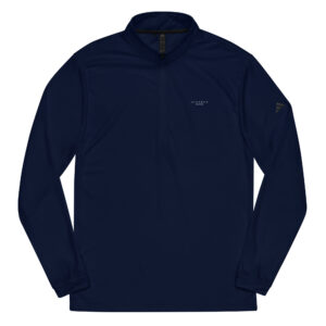 Adidas ft. ALVARUZ Long-Sleeve T-Shirt, Unisex, Navy Blue, with 3/4 Zip Collar.