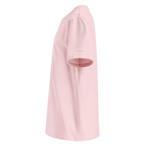 unisex-organic-ribbed-neck-t-shirt-cotton-pink-left-6882b6e5a450d.jpg ALVARUZ—SUPREMACY Pink unisex T-shirt, unisex style with a regular fit.