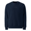 ALVARUZ—EXCLUSIVE sweatshirt in Navy Blue, unisex, comfortable and elegant, featuring a stylized minimalist logo