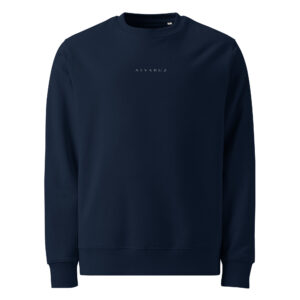 ALVARUZ—EXCLUSIVE sweatshirt in Navy Blue, unisex, comfortable and elegant, featuring a stylized minimalist logo