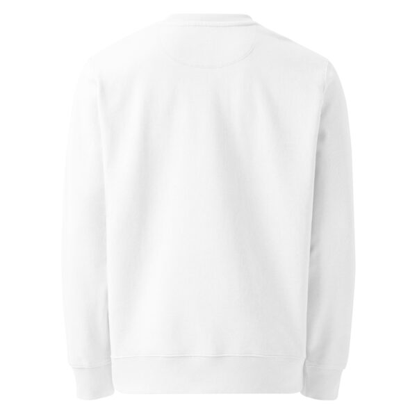 unisex-organic-sweatshirt-white-back-6882b59e4c253.jpg ALVARUZ—EXCLUSIVE White sweatshirt, unisex, comfortable and elegant, featuring a stylized minimalist logo
