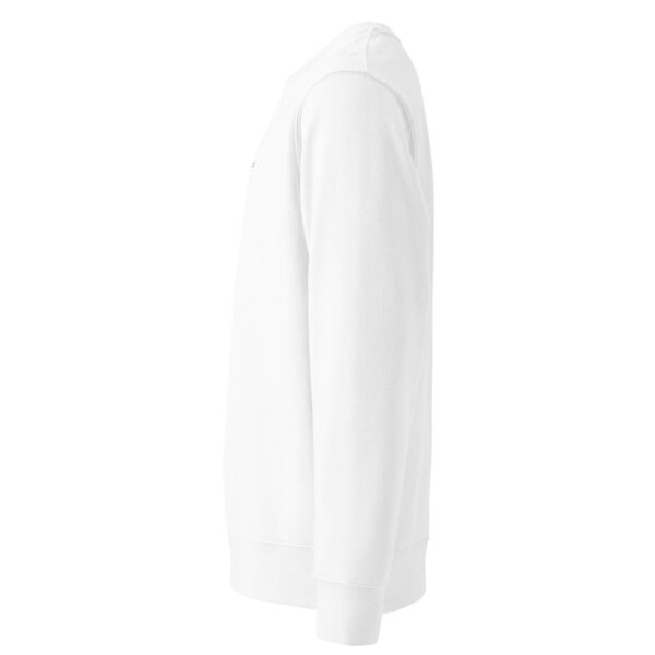unisex-organic-sweatshirt-white-left-6882b59e4c7fa.jpg ALVARUZ—EXCLUSIVE White sweatshirt, unisex, comfortable and elegant, featuring a stylized minimalist logo