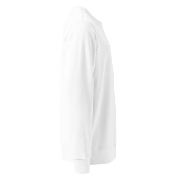 unisex-organic-sweatshirt-white-right-6882b59e4cd86.jpg ALVARUZ—EXCLUSIVE White sweatshirt, unisex, comfortable and elegant, featuring a stylized minimalist logo
