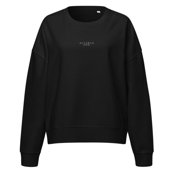 womens-organic-crew-neck-sweatshirt-black-front-6882b4541bcc8.jpg Women’s SIGNATURE High-Cut Black crew neck sweatshirt with embroided logo